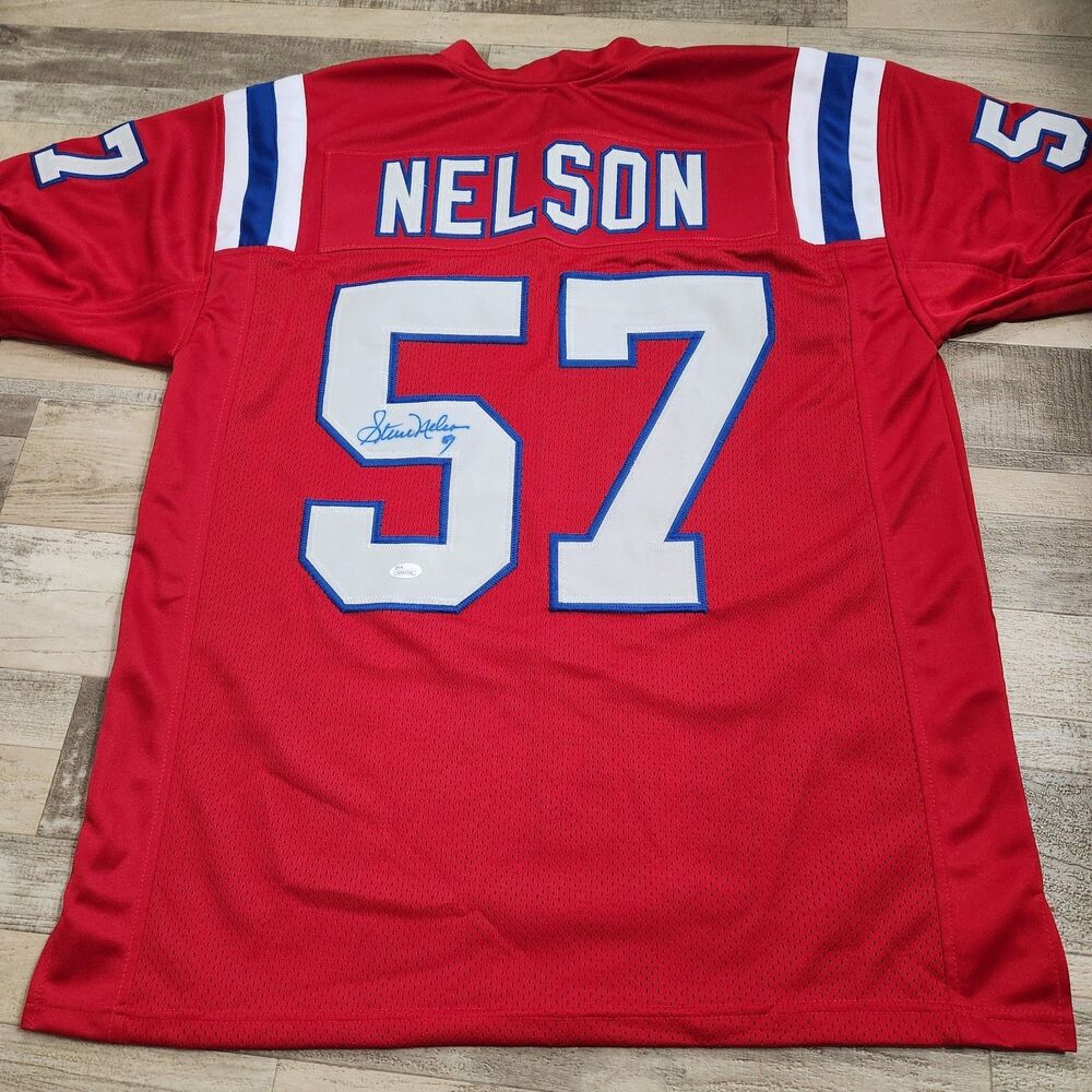 Steve Nelson Autographed Patriots Jersey Size XL #57 JSA Sticker NFL